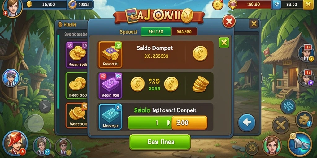 Tampilan utama dengan berbagai pilihan slot.